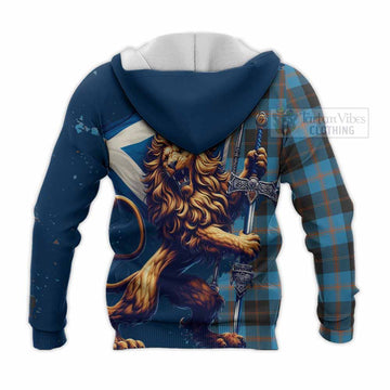 Horsburgh Tartan Family Crest Knitted Hoodie with Scottish Majestic Lion - Tartan Vibes Clothing