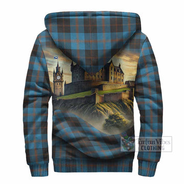 Horsburgh Tartan Family Crest Sherpa Hoodie with Scottish Ancient Castle Style - Tartan Vibes Clothing