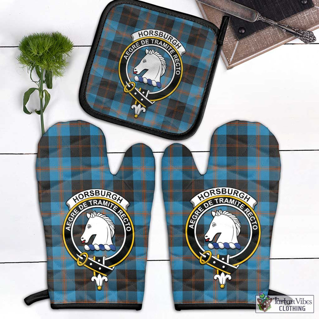 Horsburgh Tartan Combo Oven Mitt & Pot-Holder with Family Crest Black - Tartan Vibes Clothing