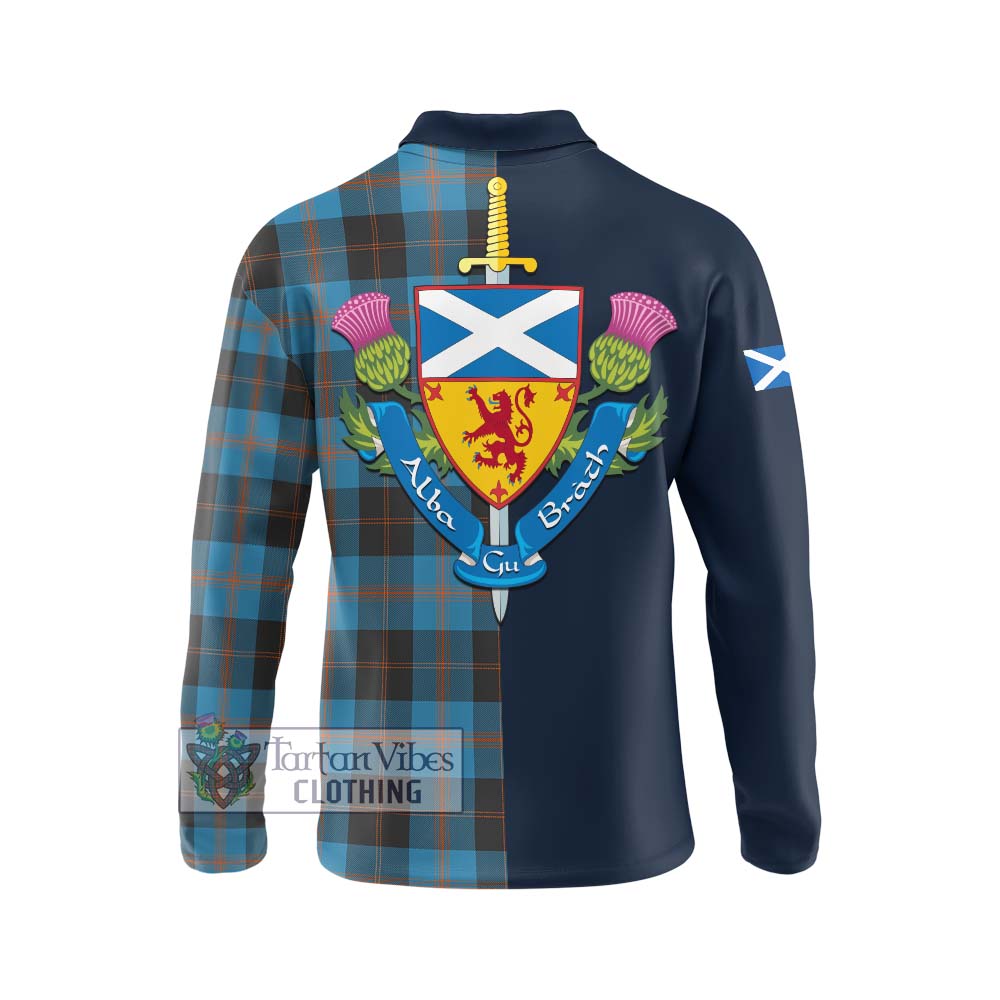 Horsburgh Tartan Long Sleeve Polo Shirt Alba with Scottish Lion Royal Arm Half Style - Tartan Vibes Clothing
