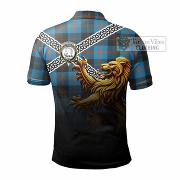 Horsburgh Crest Tartan Polo Shirt with Golden Lion Emblem Celtic Style - Tartan Vibes Clothing