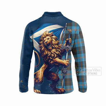 Horsburgh Tartan Family Crest Long Sleeve Polo Shirt with Scottish Majestic Lion - Tartan Vibes Clothing