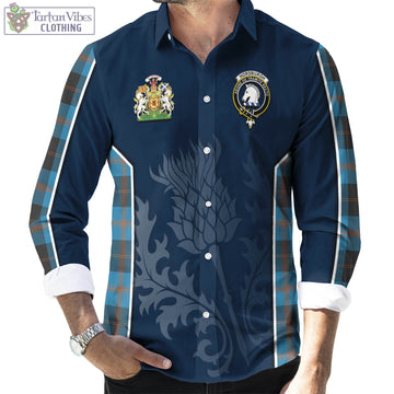 Horsburgh Tartan Long Sleeve Button Up Shirt with Family Crest and Scottish Thistle Vibes Sport Style - Tartan Vibes Clothing