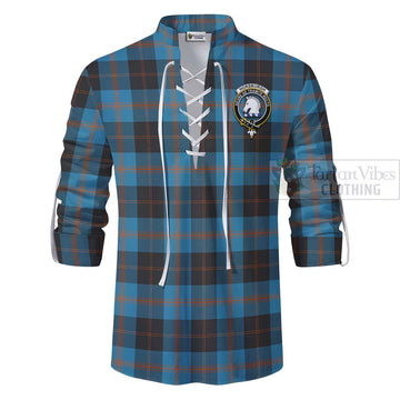 Horsburgh Tartan Ghillie Kilt Shirt with Family Crest and Bearded Skull Holding Bottles of Whiskey - Tartan Vibes Clothing