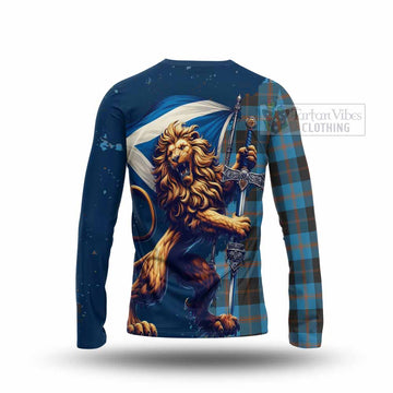 Horsburgh Tartan Family Crest Long Sleeve T-Shirt with Scottish Majestic Lion - Tartan Vibes Clothing