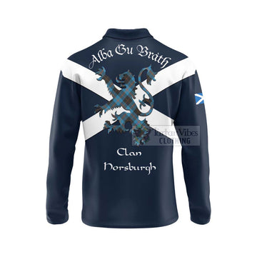 Horsburgh Tartan Lion Rampant Long Sleeve Polo Shirt Proudly Display Your Heritage with Alba Gu Brath and Clan Name - Tartan Vibes Clothing