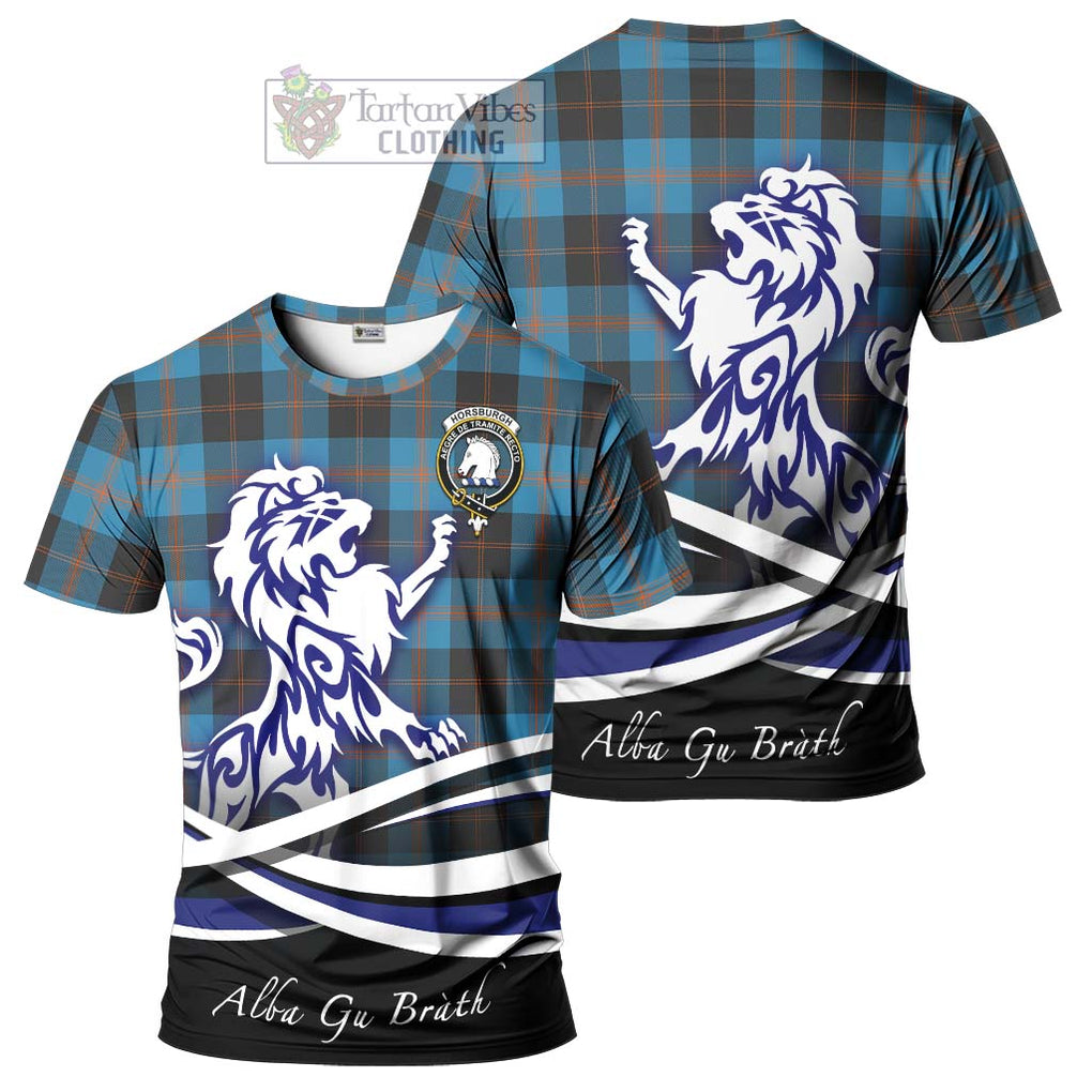 Horsburgh Tartan Cotton T-shirt with Alba Gu Brath Regal Lion Emblem Women's Shirt - Tartan Vibes Clothing