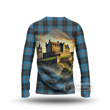 Horsburgh Tartan Family Crest Long Sleeve T-Shirt with Scottish Ancient Castle Style - Tartan Vibes Clothing