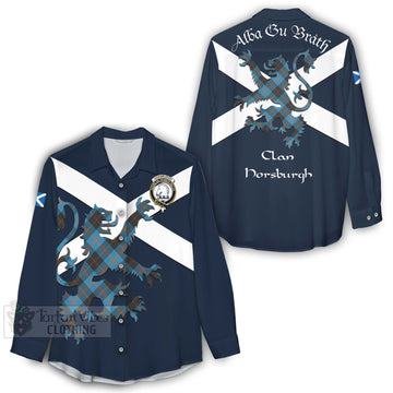 Horsburgh Tartan Lion Rampant Women's Casual Shirt Proudly Display Your Heritage with Alba Gu Brath and Clan Name - Tartan Vibes Clothing