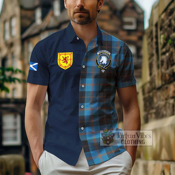 Horsburgh Tartan Hawaiian Shirt Alba with Scottish Lion Royal Arm Half Style - Tartan Vibes Clothing