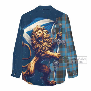 Horsburgh Tartan Family Crest Women's Casual Shirt with Scottish Majestic Lion - Tartan Vibes Clothing