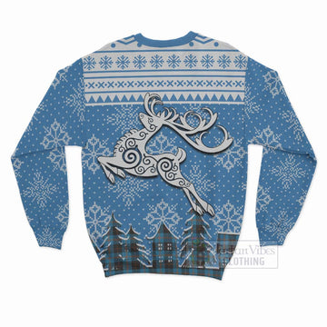 Horsburgh Clan Christmas Sweatshirt Celtic Reindeer Style - Tartan Vibes Clothing