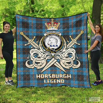 Horsburgh Tartan Quilt with Clan Crest and the Golden Sword of Courageous Legacy - Tartan Vibes Clothing