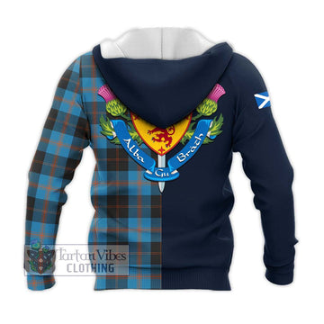 Horsburgh Tartan Knitted Hoodie Alba with Scottish Lion Royal Arm Half Style - Tartan Vibes Clothing