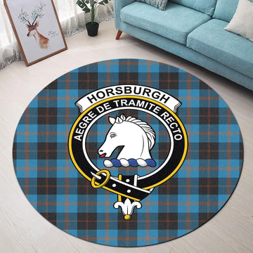 Horsburgh Tartan Round Rug with Family Crest - Tartan Vibes Clothing