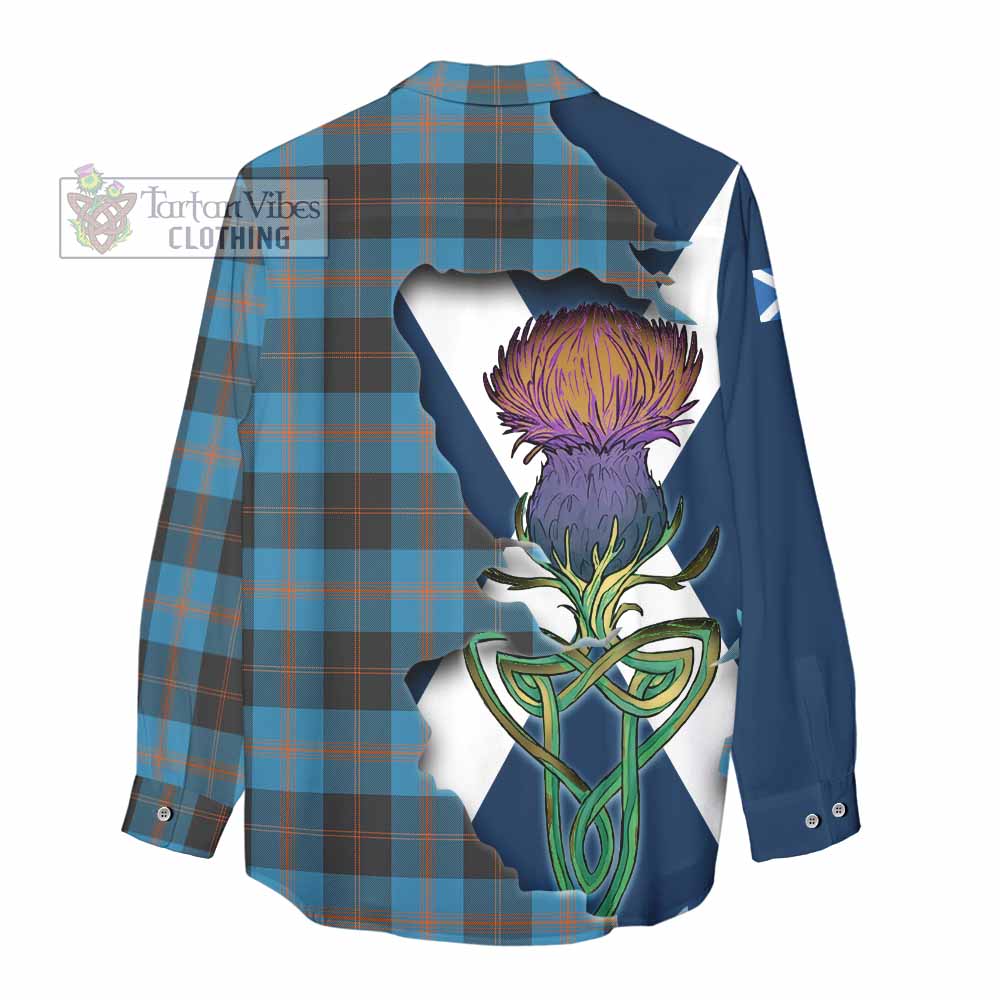 Tartan Vibes Clothing Horsburgh Tartan Family Crest Women's Casual Shirt Scottish Thistle Celtic Inspired