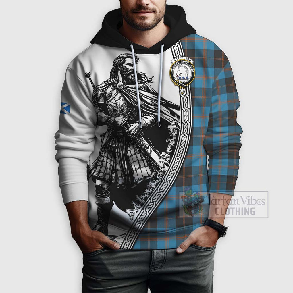 Horsburgh Tartan Clan Crest Hoodie with Highlander Warrior Celtic Style - Tartan Vibes Clothing