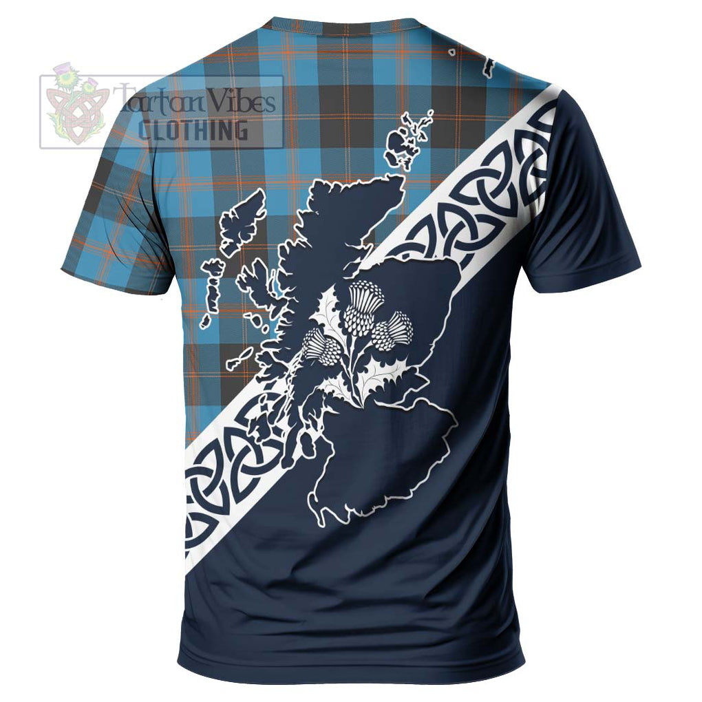 Horsburgh Tartan T-Shirt Featuring Thistle and Scotland Map - Tartanvibesclothing Store