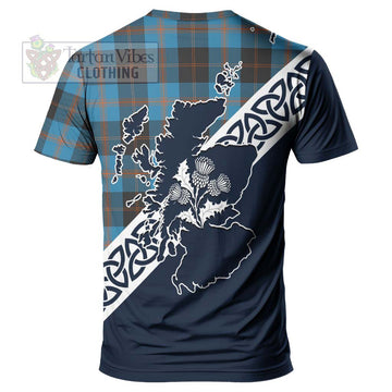 Horsburgh Tartan T-Shirt Featuring Thistle and Scotland Map - Tartanvibesclothing Store