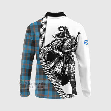 Horsburgh Tartan Clan Crest Long Sleeve Polo Shirt with Highlander Warrior Celtic Style - Tartan Vibes Clothing