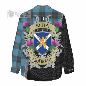 Horsburgh Tartan Family Crest Women's Casual Shirt Lion Rampant Royal Thistle Shield Celtic Inspired - Tartan Vibes Clothing