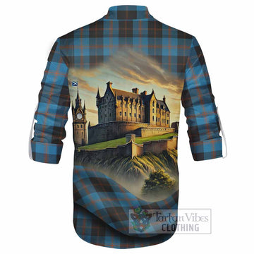 Horsburgh Tartan Family Crest Ghillie Kilt Shirt with Scottish Ancient Castle Style - Tartan Vibes Clothing