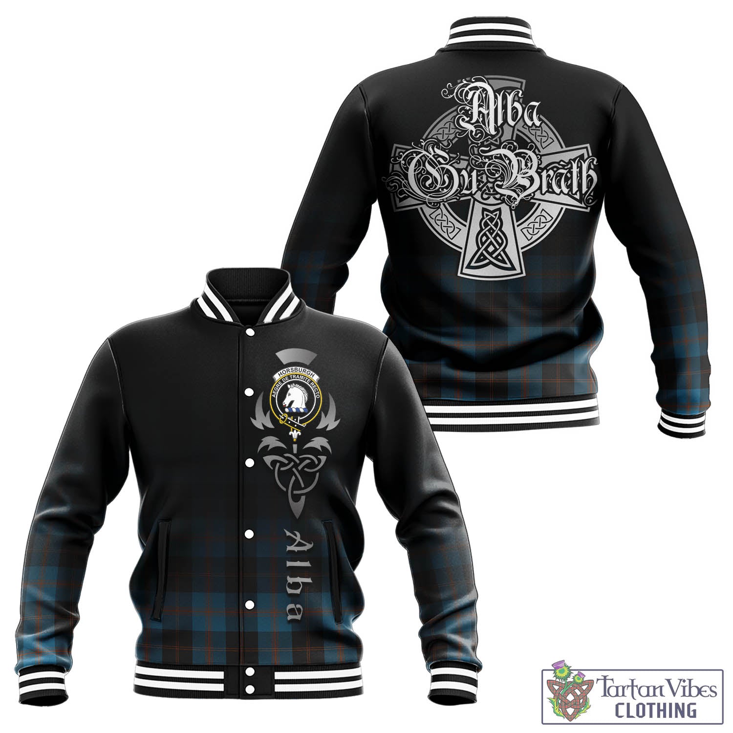 Horsburgh Tartan Baseball Jacket Featuring Alba Gu Brath Family Crest Celtic Inspired - Tartan Vibes Clothing
