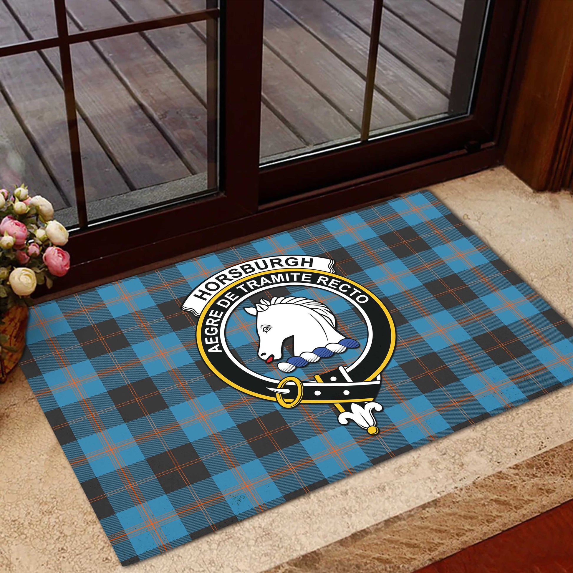 Horsburgh Tartan Rubber Doormat with Family Crest - Tartan Vibes Clothing