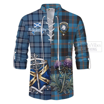 Horsburgh Tartan Ghillie Kilt Shirt Happy St. Andrew's Day Half Tartan Style - Tartan Vibes Clothing