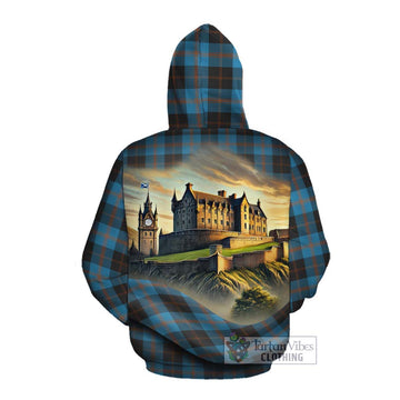 Horsburgh Tartan Family Crest Cotton Hoodie with Scottish Ancient Castle Style Pullover Hoodie - Tartan Vibes Clothing