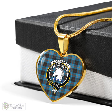 Horsburgh Tartan Heart Necklace with Family Crest
