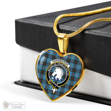Horsburgh Tartan Heart Necklace with Family Crest - Tartan Vibes Clothing