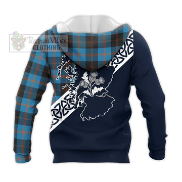 Horsburgh Tartan Knitted Hoodie Featuring Thistle and Scotland Map - Tartan Vibes Clothing
