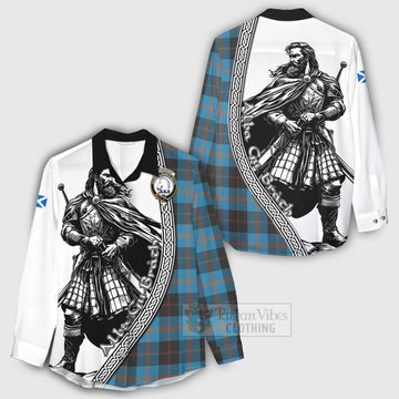 Horsburgh Tartan Clan Crest Women's Casual Shirt with Highlander Warrior Celtic Style - Tartan Vibes Clothing