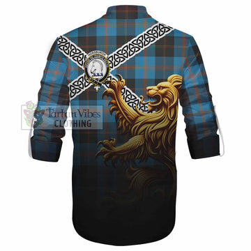 Horsburgh Crest Tartan Ghillie Kilt Shirt with Golden Lion Emblem Celtic Style - Tartan Vibes Clothing