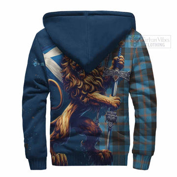 Horsburgh Tartan Family Crest Sherpa Hoodie with Scottish Majestic Lion - Tartan Vibes Clothing