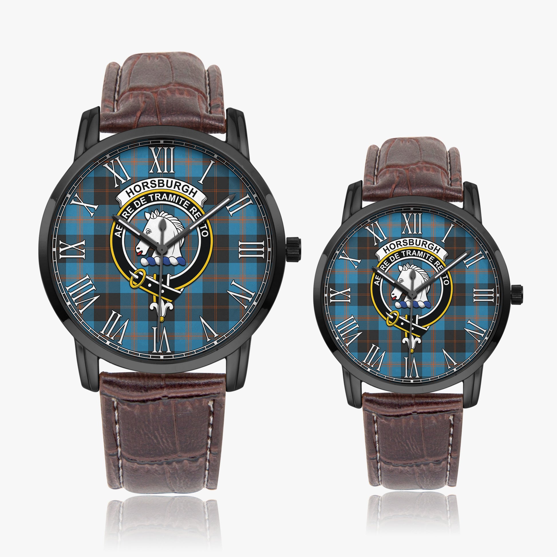 Horsburgh Tartan Family Crest Leather Strap Quartz Watch - Tartan Vibes Clothing