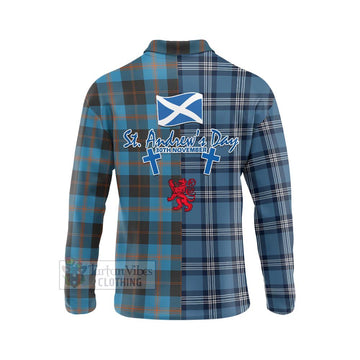Horsburgh Tartan Long Sleeve Polo Shirt Happy St. Andrew's Day Half Tartan Style - Tartan Vibes Clothing