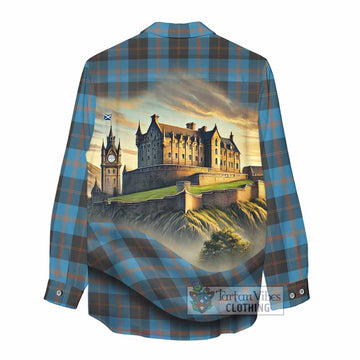 Horsburgh Tartan Family Crest Women's Casual Shirt with Scottish Ancient Castle Style - Tartan Vibes Clothing