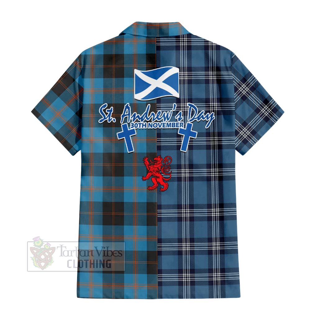 Horsburgh Tartan Hawaiian Shirt Happy St. Andrew's Day Half Tartan Style - Tartan Vibes Clothing
