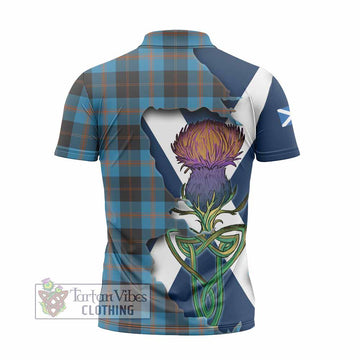 Tartan Vibes Clothing Horsburgh Tartan Family Crest Zipper Polo Shirt Scottish Thistle Celtic Inspired
