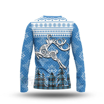 Horsburgh Clan Christmas Long Sleeve T-Shirt Celtic Reindeer Style - Tartan Vibes Clothing