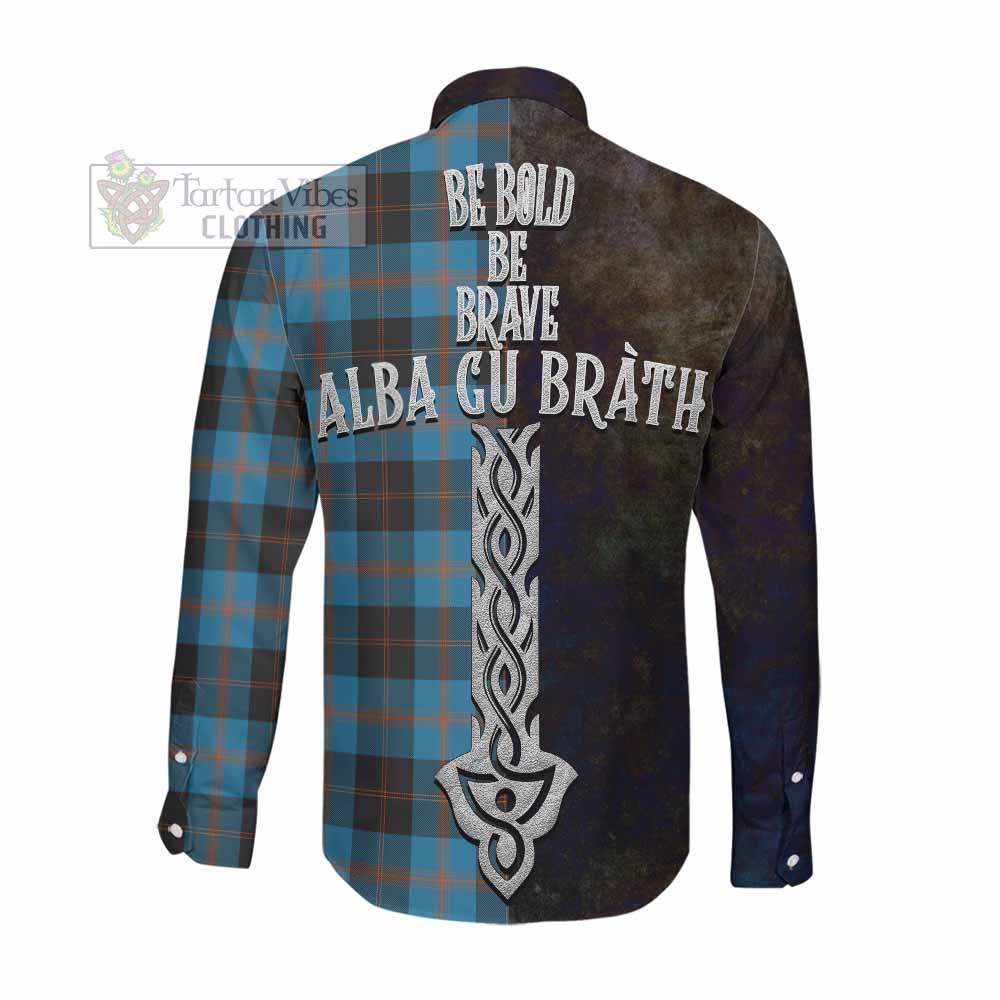 Horsburgh Tartan Family Crest Long Sleeve Button Shirt Alba Gu Brath Be Brave Lion Ancient Style Men's Shirt - Tartan Vibes Clothing