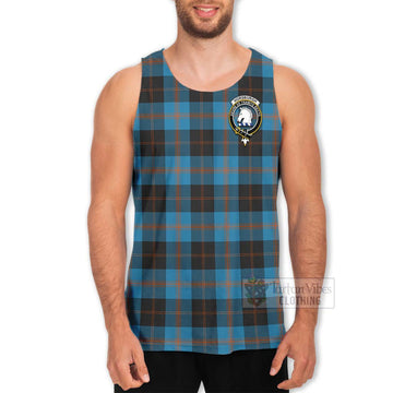 Horsburgh Tartan Men's Tank Top with Family Crest and Bearded Skull Holding Bottles of Whiskey - Tartan Vibes Clothing