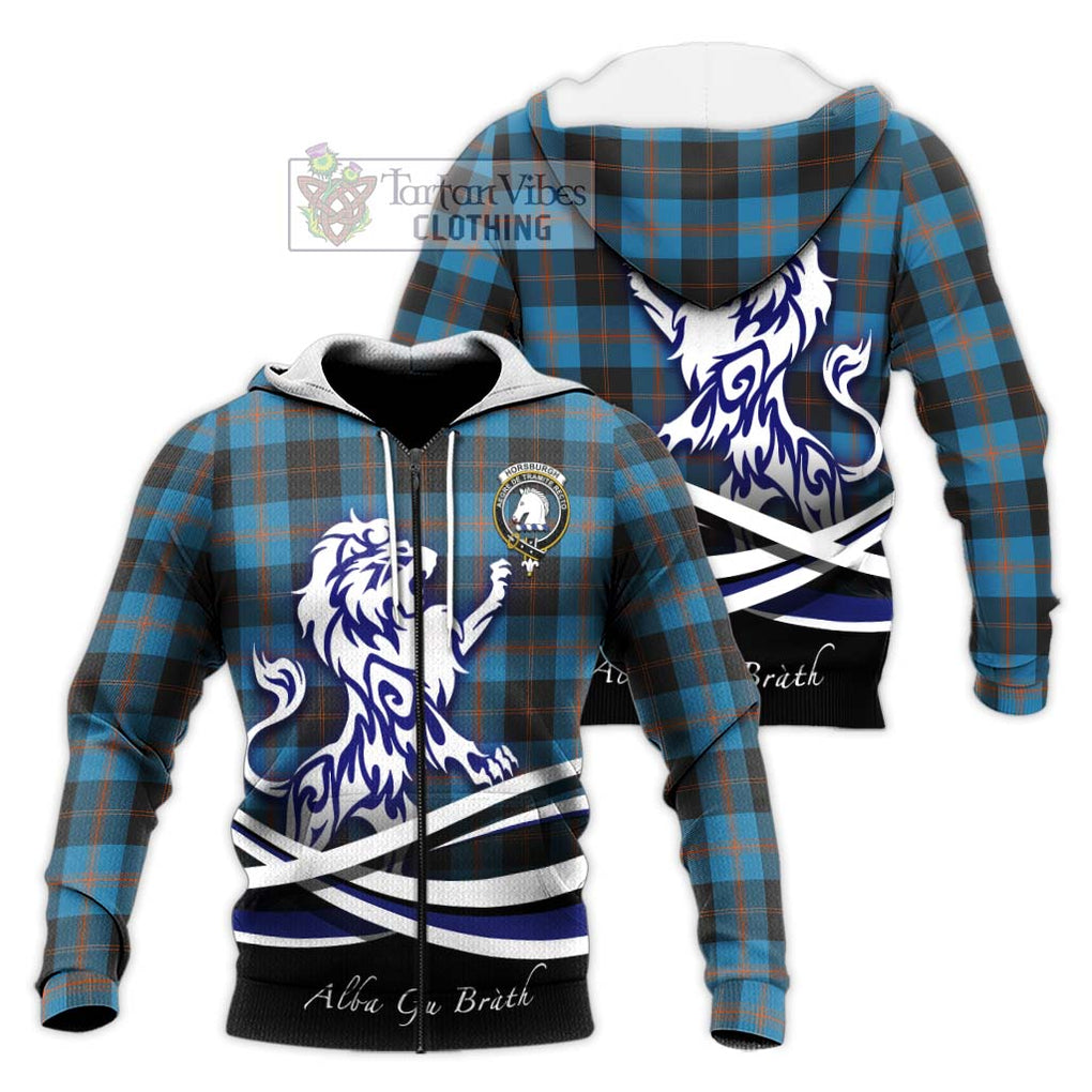 Horsburgh Tartan Knitted Hoodie with Alba Gu Brath Regal Lion Emblem Unisex Knitted Zip Hoodie - Tartan Vibes Clothing