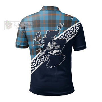 Horsburgh Tartan Polo Shirt Featuring Thistle and Scotland Map - Tartanvibesclothing Store