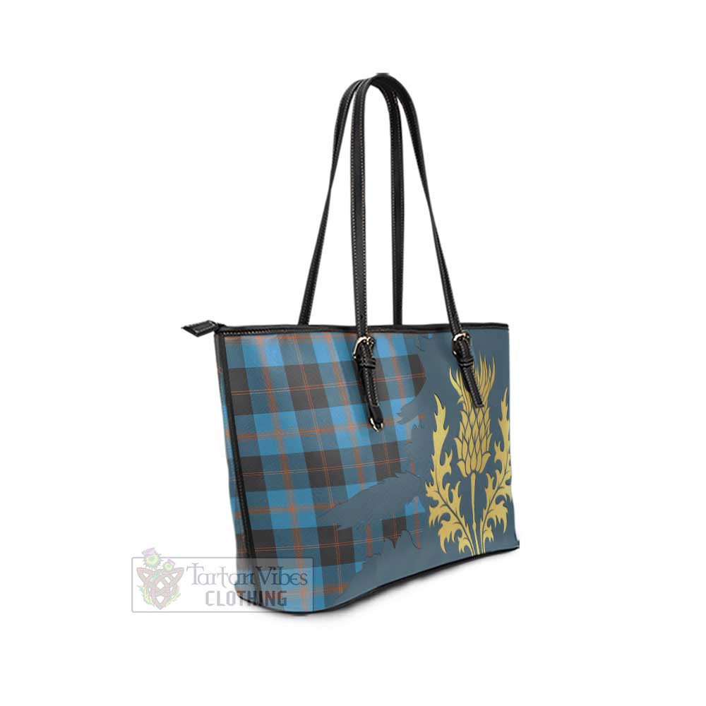 Horsburgh Tartan Leather Tote Bag Gold Thistle Style - Tartan Vibes Clothing