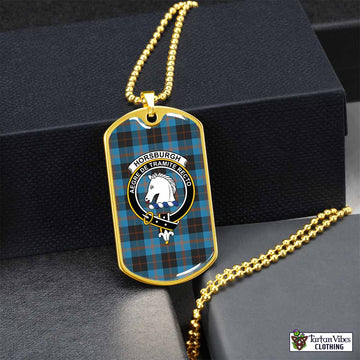 Tartan Vibes Clothing Horsburgh Tartan Dog Tag Necklace with Family Crest