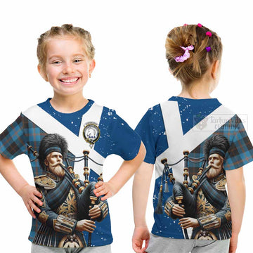 Horsburgh Tartan Kid T-Shirt with Family Crest Scottish Bagpiper Vibes - Tartan Vibes Clothing