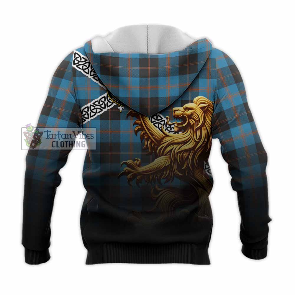 Horsburgh Crest Tartan Knitted Hoodie with Golden Lion Emblem Celtic Style - Tartan Vibes Clothing